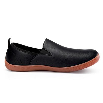 Oiaano  Wide Toe Men Minimalist Shoes  Comfortable Sneakers Leather Casual Shoes Black Slip On Leisure Loafers  Drive  Office