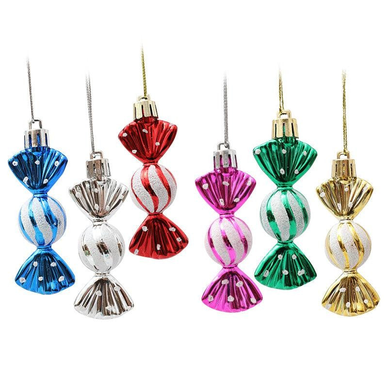 6PCS/Box DIY Christmas Tree Decoration Pendant Electroplating Candy Xmas Ball Window Door Hanging Ball 2025 Happy New Year
