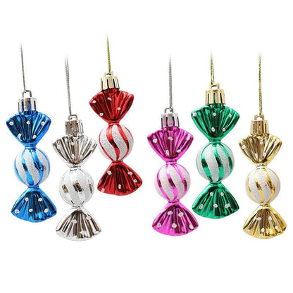 6PCS/Box DIY Christmas Tree Decoration Pendant Electroplating Candy Xmas Ball Window Door Hanging Ball 2025 Happy New Year