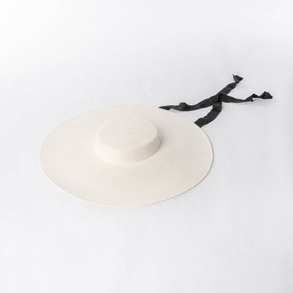 Chapéu de feltro de lã de 4cm de altura, aba grande de 15cm, chapéu fedora de copa rasa para homens e mulheres, chapéu de aba grande novo.