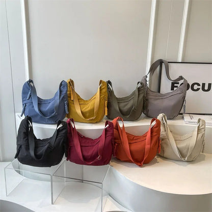 Durable Nylon Fabric Shoulder Bag High Capacity Women's Crossbody Messenger Bag Stylish Leisure Hobo Handbag for Everyday Use