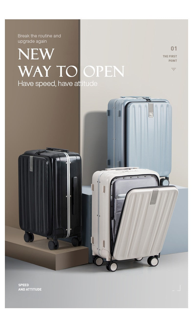 Hanke Carry On Suitcase Aesthetic Design 7mm Aluminum Frame Rolling Luggage Boarding Cabin PC Spinner Wheel TSA Lock 18" 20";;VERDADEIRO;;"Ivory White,20Inches 500mm