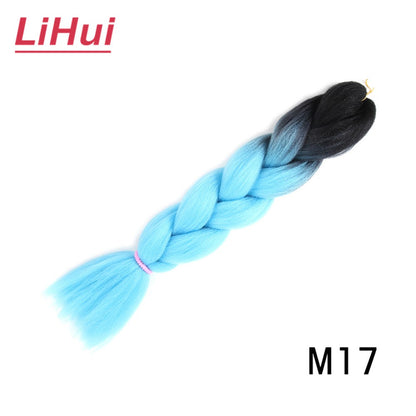 Cabelo Sintético Trança Jumbo 24 Polegadas Ombre Jumbo Extensão de Cabelo para Mulheres Tranças DIY Roxo Rosa Amarelo Cinza Lihu