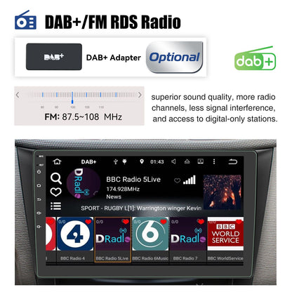 ESSGOO 4+64G Auto Rádio Multimídia Sem Fio CarPlay Android Auto Duplo 2 DIN 9" IPS Tela Sensível ao Toque GPS SAT NAVI FM DAB+ WIFI