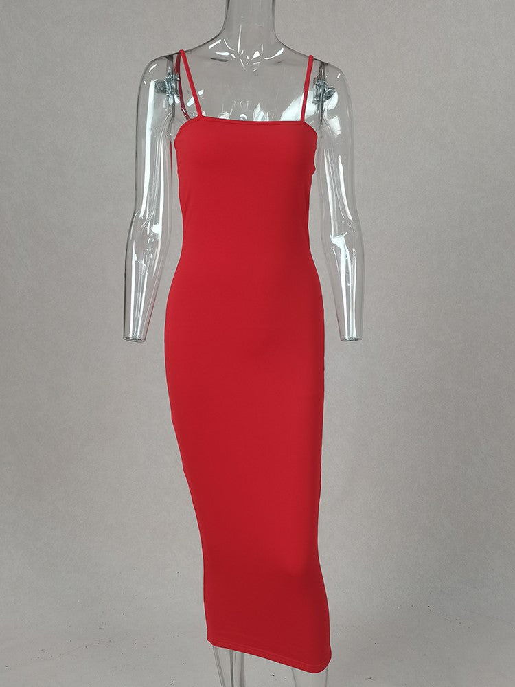 2025 New Spring Summer Women's High Elastic Sleeveless Backless Dress Long Sling