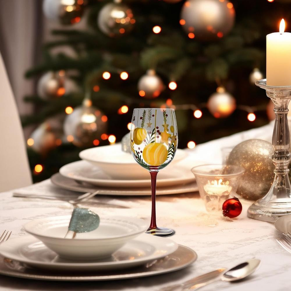 Taças de Vinho de Natal 450ml Papai Noel Árvore de Natal Pinhas Vinho Tinto Taças de Natal para Vinho Champanhe Suco