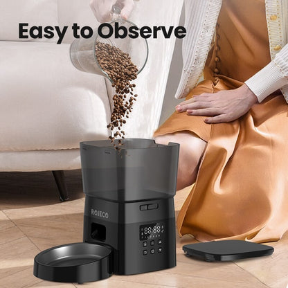ROJECO Alimentador Automático de Animais de Estimação Versão com Botão Acessórios para Dispenser Automático de Comida para Gatos Alimentador Inteligente para Gatos e Cães Comida Seca