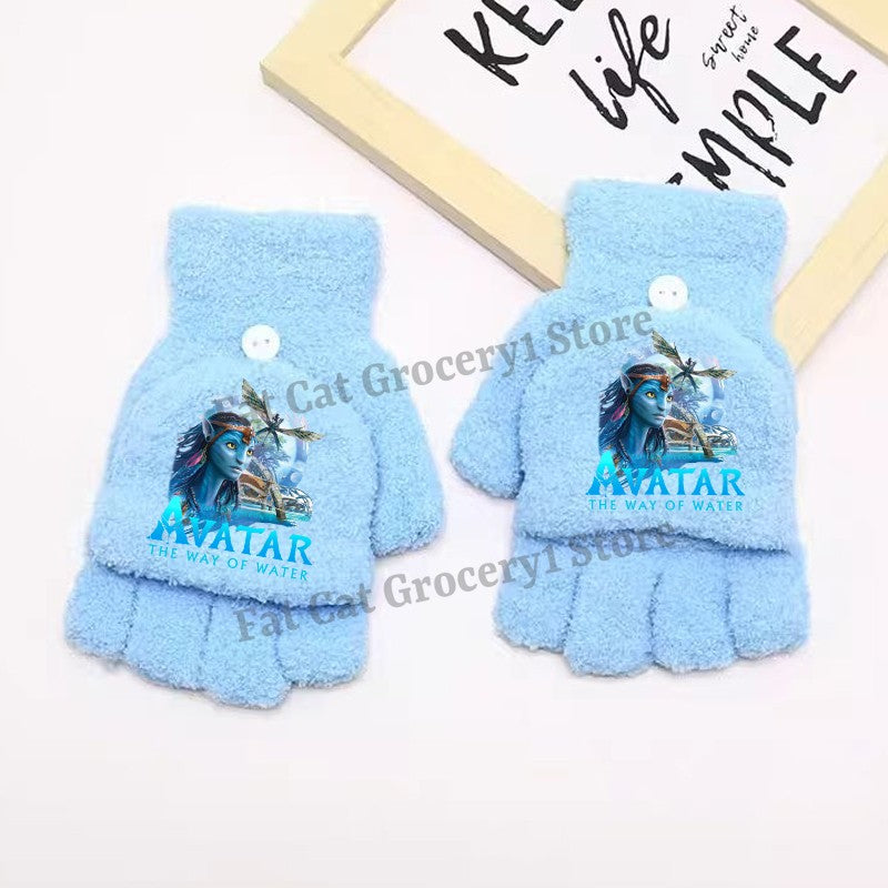 Luvas Avatar Fogo e Cinzas Disney para Menino Inverno com Capa Virada Luvas Crianças ao Ar Livre Quente Luva Fofa Acessórios de Roupa Infantil Presente