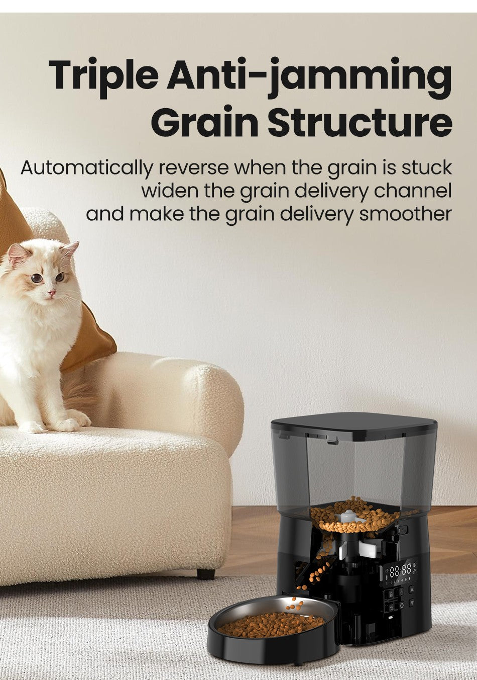 ROJECO Alimentador Automático de Animais de Estimação Versão com Botão Acessórios para Dispenser Automático de Comida para Gatos Alimentador Inteligente para Gatos e Cães Comida Seca