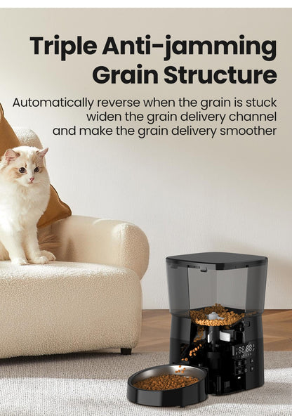 ROJECO Alimentador Automático de Animais de Estimação Versão com Botão Acessórios para Dispenser Automático de Comida para Gatos Alimentador Inteligente para Gatos e Cães Comida Seca