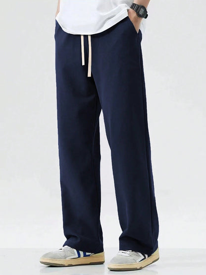 Autumn and winter men's straight knitted sports pants casual comfortable loose straight pants four seasons street wear