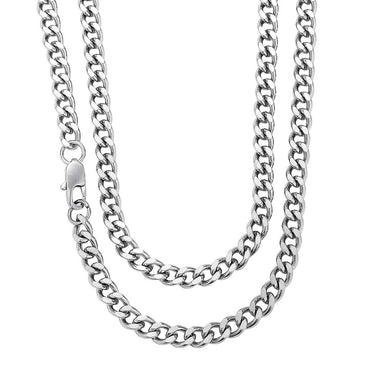 Basic Punk Stainless Steel 3,5,7mm Curb Cuban Necklaces For Men Women Black Gold Color Link Chain Chokers Solid Metal Jewelry