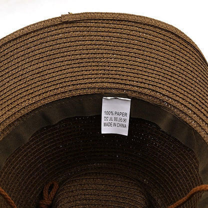 Chapéu de Cowboy Ocidental de Palha Oco para Homens e Mulheres Verão 2023 Chapéu de Sol Elegante Punk Sombrero Hombre Cowgirl Outdoor Jazz Beach