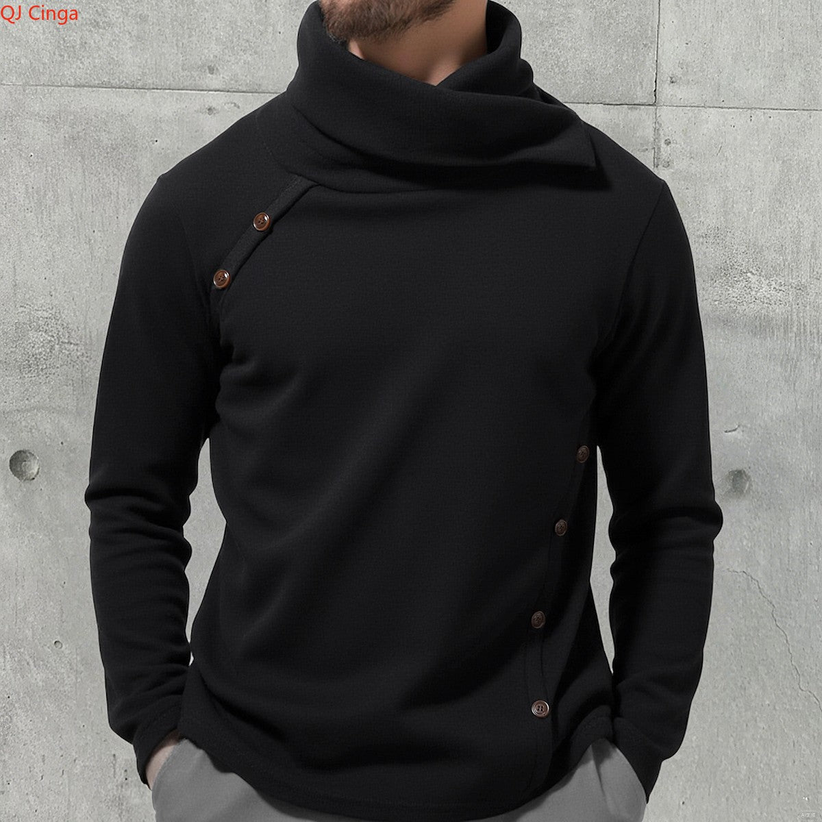 New Winter Men's White Turtleneck Sweater, British-style Black Pullover, Asian Sizes M-4XL. Gray Sweaters