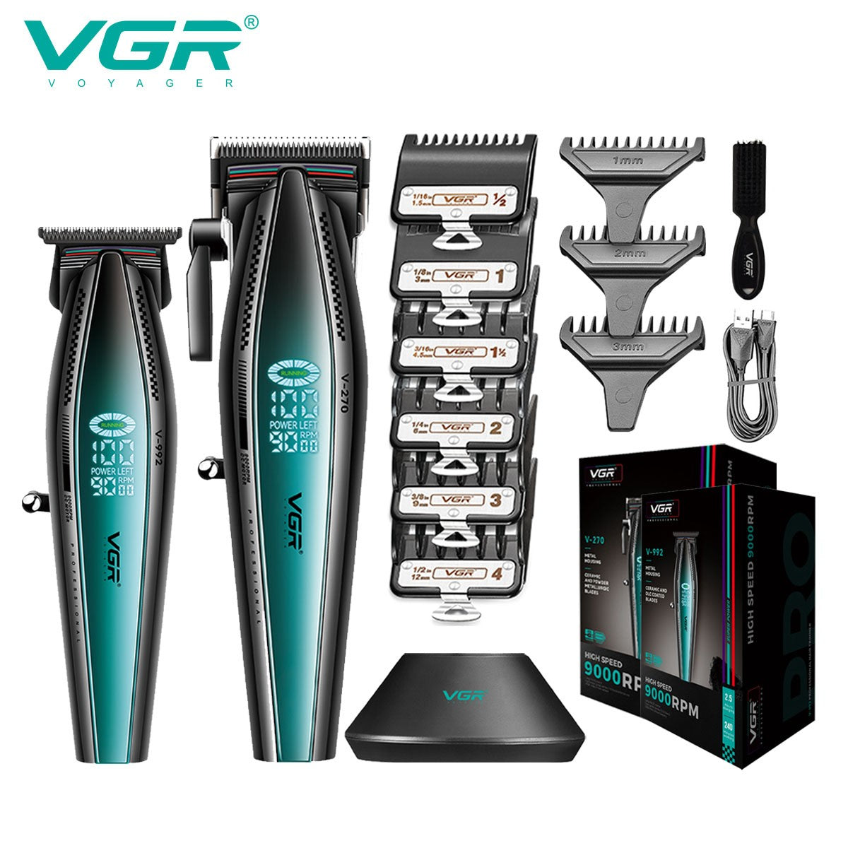 VGR Hair Trimmer Professional Electric Trimmers Hair Cutting Machine Cordless Adjustable Clippers Hair Trimmer for Men V-992 270