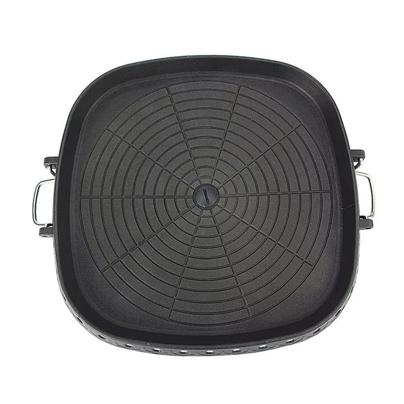 DEOUNY Korean BBQ Grill Pan with Maifan Stone Coated Surface Non-Stick Camping Frying Pan Portable BBQ Grill Plate for Outdoor