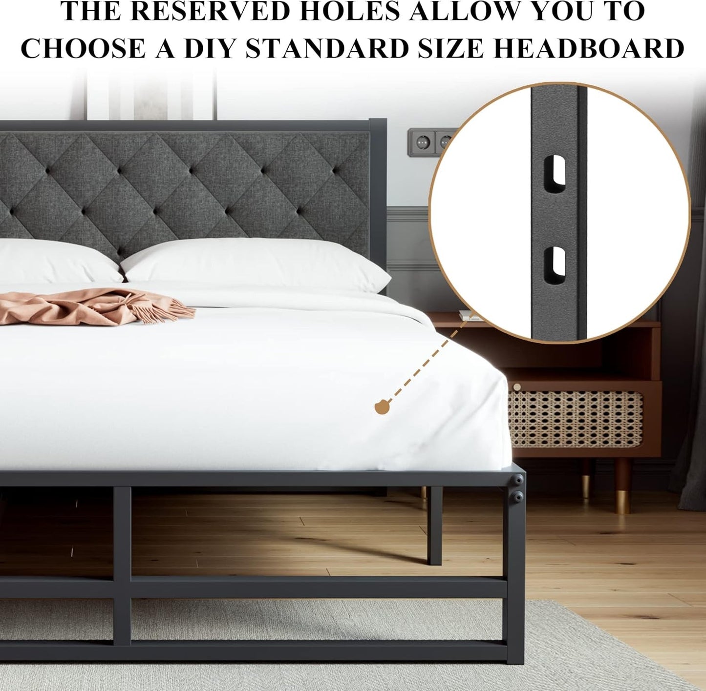 14 Inch Heavy Duty Full Size Metal Platform Bed Frame, Large Under Bed Storage Space, Strong Slats Support, No Box Sprin