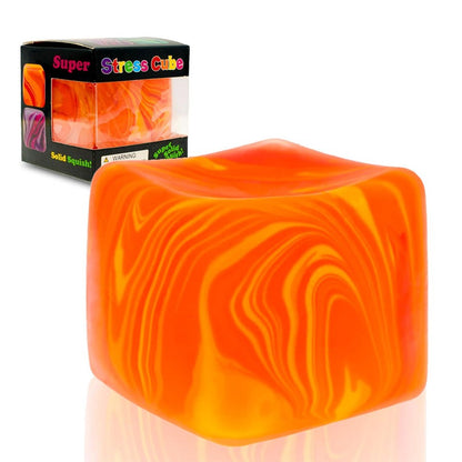 Soft Slow Rebound Stress Cube Color Swirl Rotating Sensory Squeeze Toy Anxiety Relief Fidget Toy Classroom Prize for Kids Adults