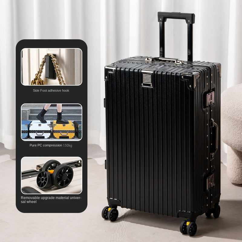 Mala de Viagem Nova com Estrutura de Alumínio 20/22/24/26/28 Polegadas, Mala de Rodinhas para Estudantes, Material Resistente de PC, Grande Capacidade