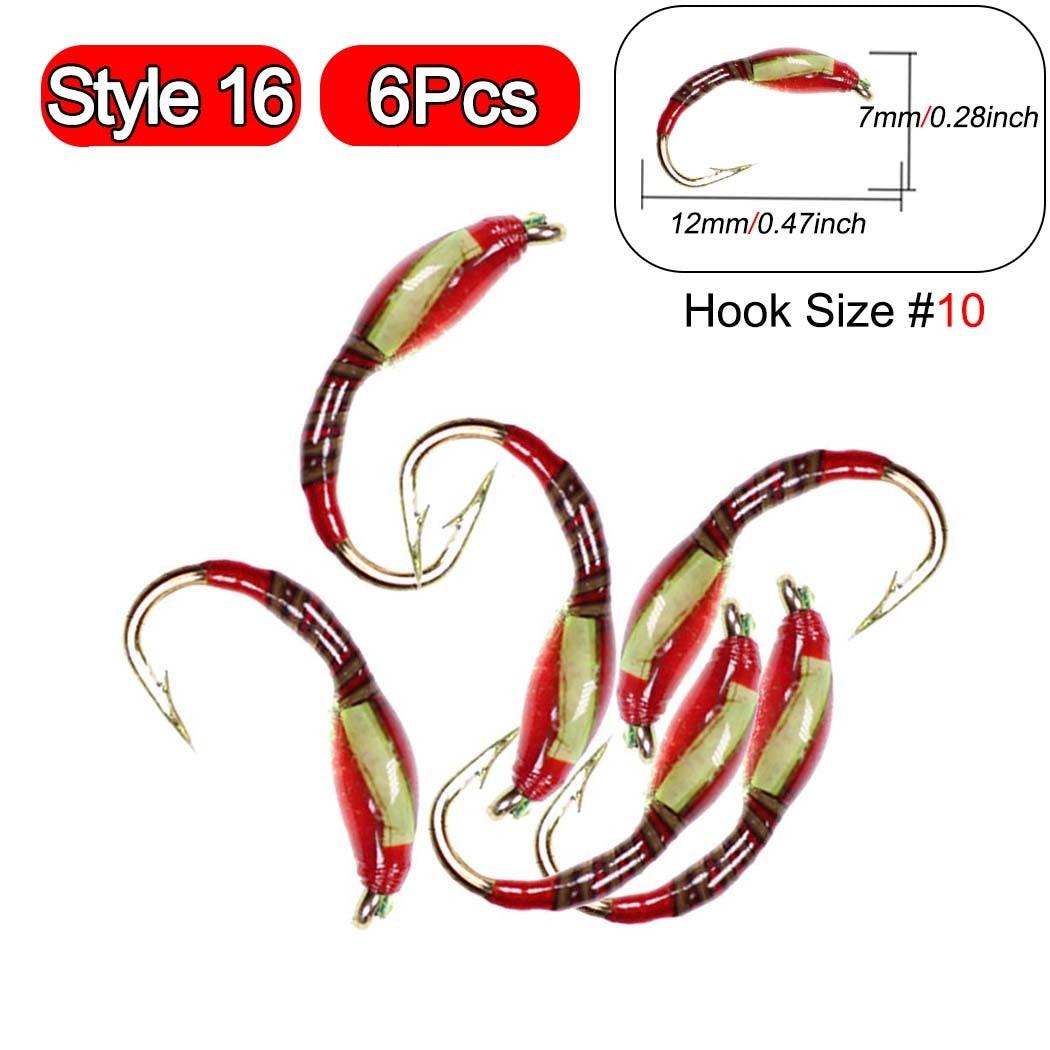 5 Peças Latão Beadhead Pavão Herl Buzzer Fly Isca de Pesca no Gelo Jig Ninfas Larvas para Pesca de Truta Perca Bluegill