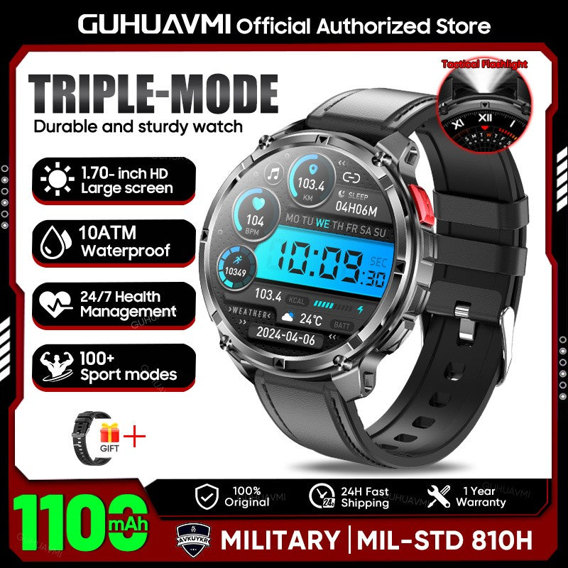 Smartwatch Masculino Novo T-REX3 2026 Bateria de 1100mAh 10ATM À Prova D'Água GPS Chamada Bluetooth 1.7" AMOLED HD Esportes Lanterna Inteligente