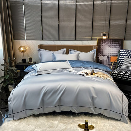 Lençol de Cima Bordado 100% Algodão Egípcio Sedoso Conjunto de Cama Lençol de Cima Queen King Size