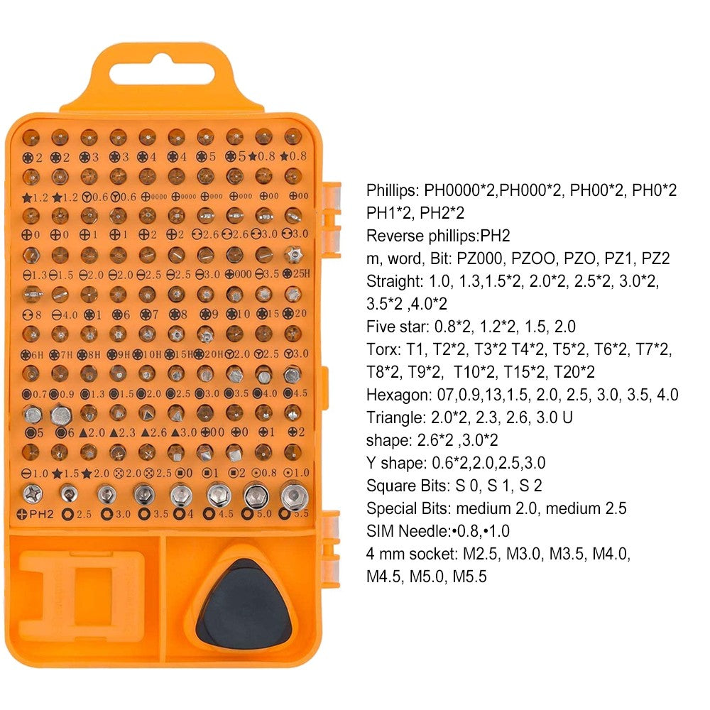 Kit de Chaves de Precisão 115 em 1, Bits Magnéticos com Estojo, Bits para Parafusadeira de Impacto para iPhone, Óculos, Eletrônicos, 3 unidades/pacote