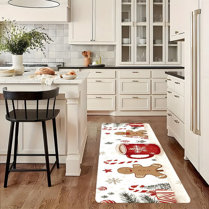 VIKAMA Christmas Carpet Gingerbread  Kitchen Rug Doormat Welcome Mat Runner Rug Winter Rug For Bedroom Warm Carpet For Live Room