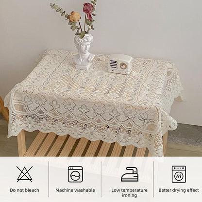 Square Lace Tablecloth  White Flower retro European Embroidered Dinning table  linen Cover wedding party garden home decoration