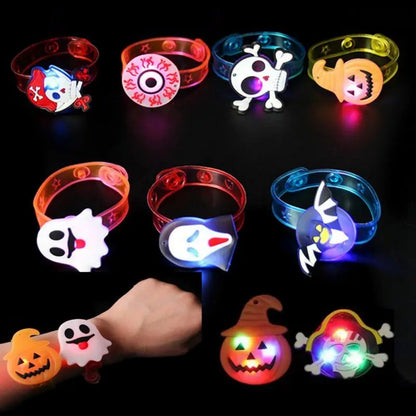12-36Pcs Glowing Halloween Bracelets Rings Children Toys Props Halloween Party Decoration Treat Kids Party Gift Pinata Fillers