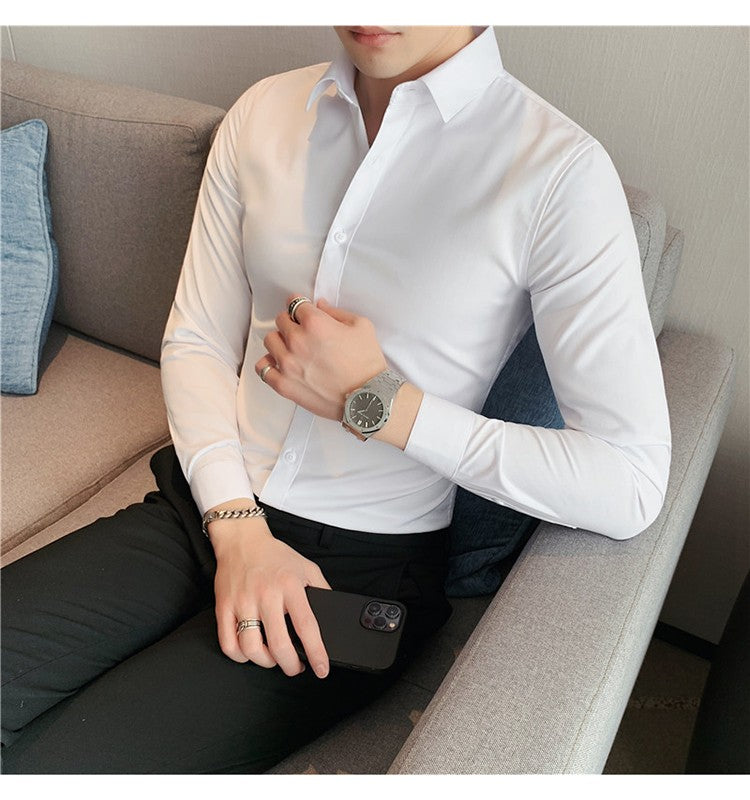 Plus Size S-7XL High Quality Men Dress Shirt 2024 Autumn Long Sleeve Solid Business Slim Shirts Homme Dress Social Casual Shirt