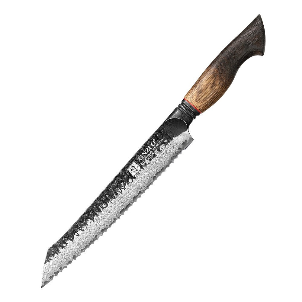 XINZUO 1-6-Piece Damascus Knife Set 67-Layer Steel White Oak Red G10 Handles Paring Utility Cleaver Santoku Bread Knife