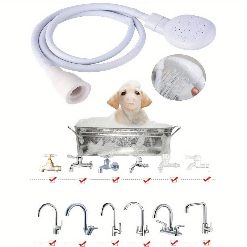 1set Multi-functional Dog Shower Attachment, Pet Shower Head, Rubber Handheld Dog Shower Bathing Sprayer With Hose, Pet Shower A
