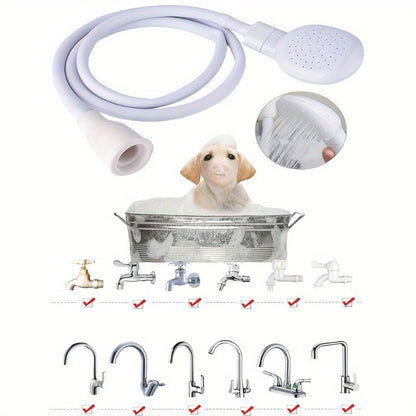 1set Multi-functional Dog Shower Attachment, Pet Shower Head, Rubber Handheld Dog Shower Bathing Sprayer With Hose, Pet Shower A