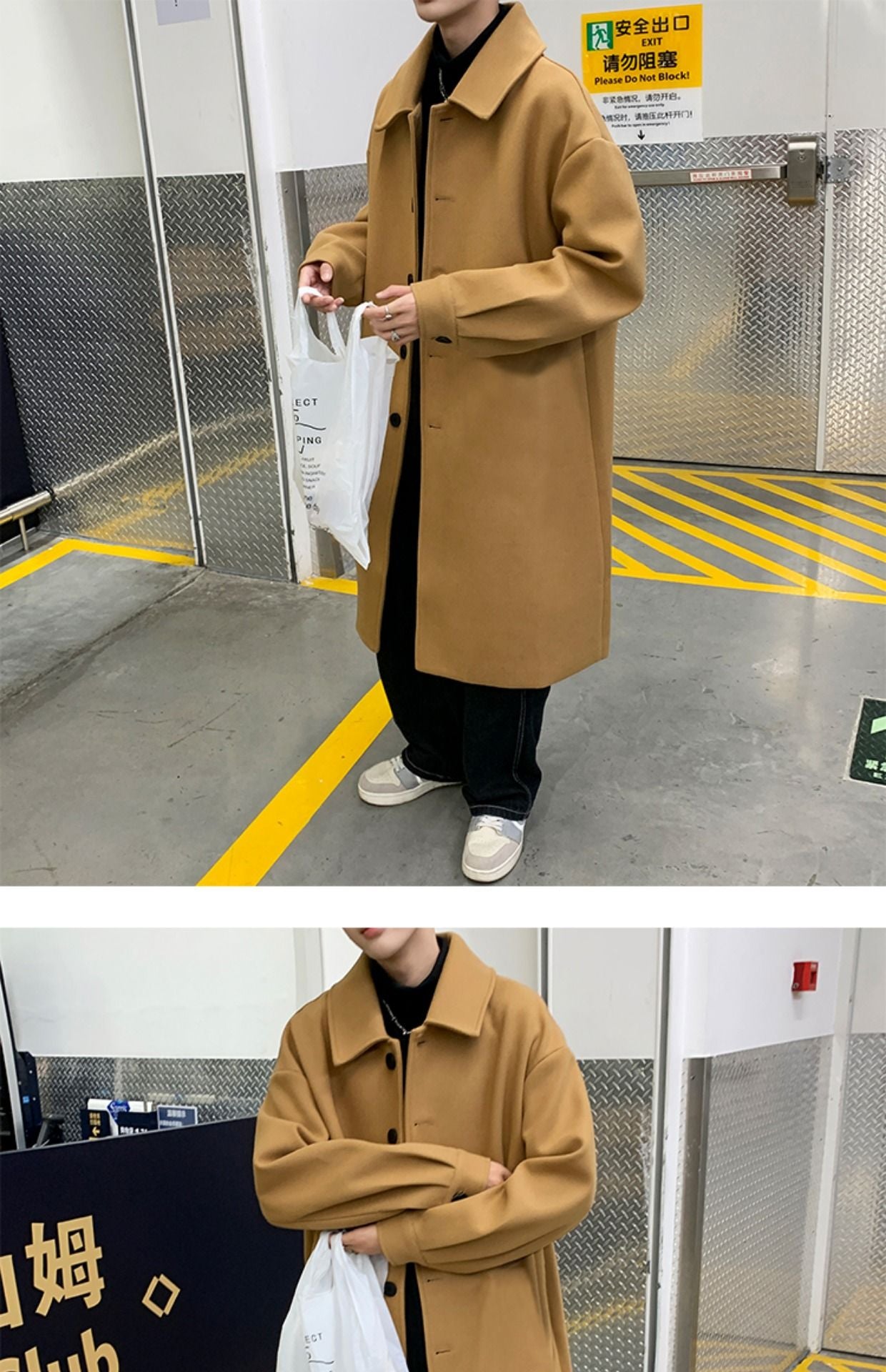 Blends Men X-long Autumn Winter Korean Style Trendy Loose Overcoats Solid Handsome All-match College Harajuku Clothing Mid-calf