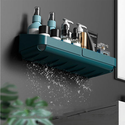 Rack de Conveniência para Banheiro Cozinha Prateleira Organizador de Maquiagem Cosméticos Shampoo Rack Prateleira de Chuveiro de Parede para Temperos Sem Perfuração