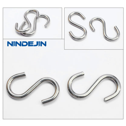 NINDEJIN 1-10 peças/pacote Ganchos S de Aço Inoxidável Reforçados M2 M3 M4 M5 M6 M8 M10 Gancho S Utilitário para Pendurar em Cozinha e Armário