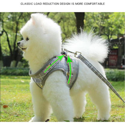 Colete Respirável de Nylon para Cães, Arnês Ajustável e Conjunto de Coleira para Cães Pequenos e Gatos, Coleira Refletiva para Filhotes