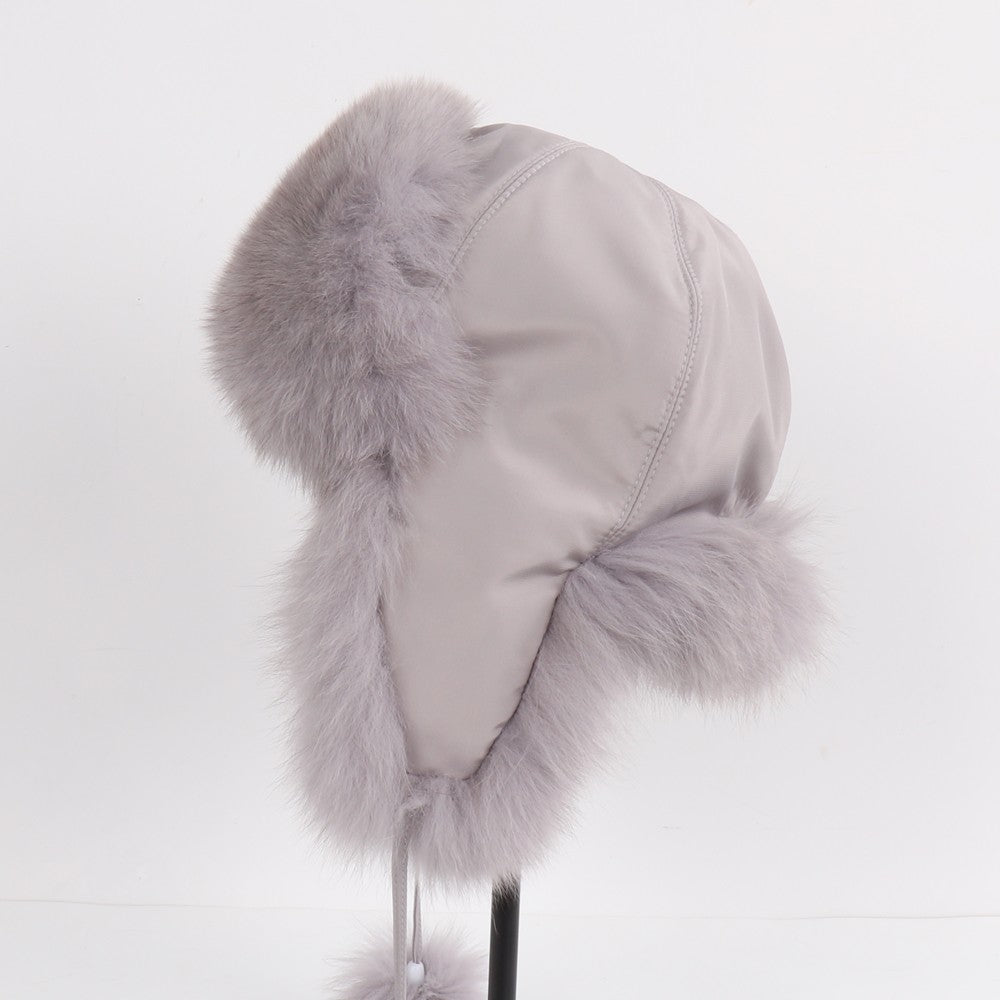 2025 Novo Chapéu Feminino Ushanka Russo de Pele de Raposa Natural Inverno Grosso Quente Orelhas Moda Chapéu Bomber Senhora Gorro Genuíno de Pele de Raposa Real