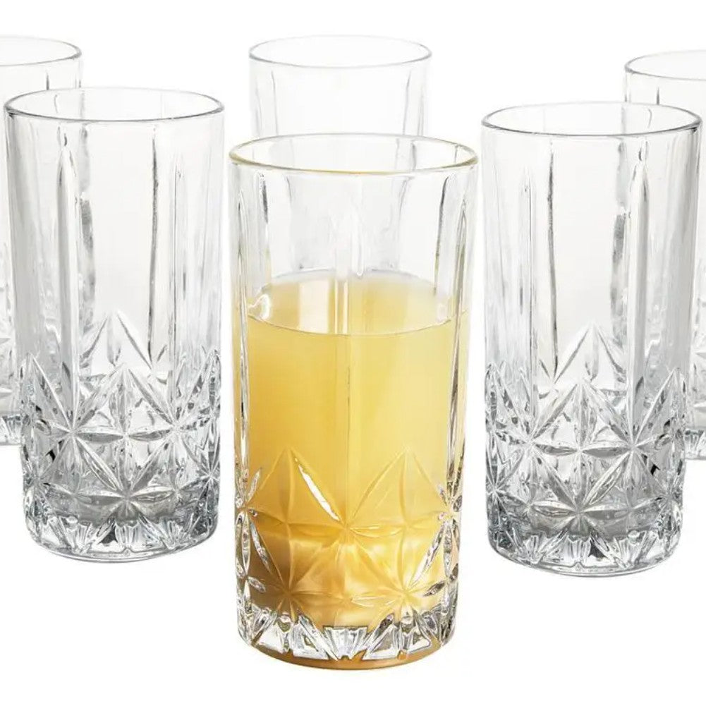 Conjunto de Copos de Vidro 350ml 6 Peças Copo de vidro moderno, resistente ao calor, espesso e sem chumbo para uso em casa e escritório.