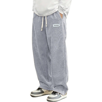 Animal Game Outdoor Mens Corduroy Casual Pants Loose Fit Baggy Pants Straight Sweatpants Elastic Waist Drawstring Streetwear