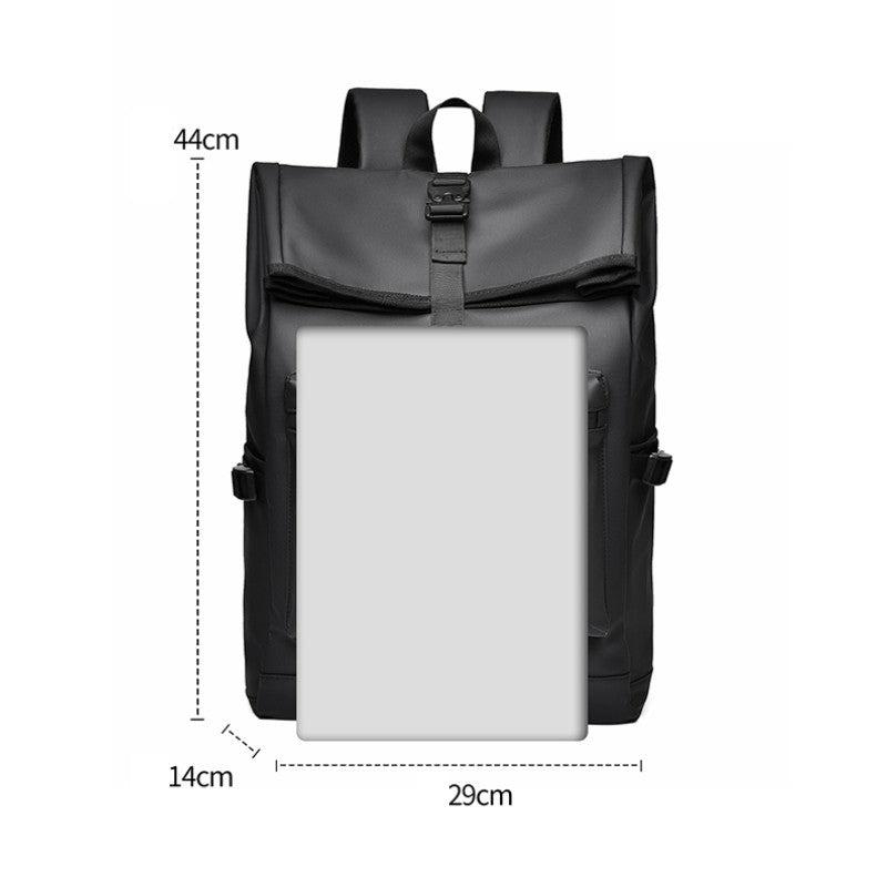 Mochila de Grande Capacidade - Mochila de Viagem e Deslocamento Preta Sólida Estilosa com Alças Ajustáveis, Vários Compartimentos, Mochila de Viagem