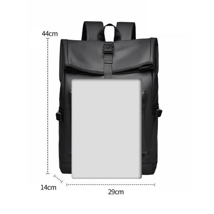 Mochila de Grande Capacidade - Mochila de Viagem e Deslocamento Preta Sólida Estilosa com Alças Ajustáveis, Vários Compartimentos, Mochila de Viagem
