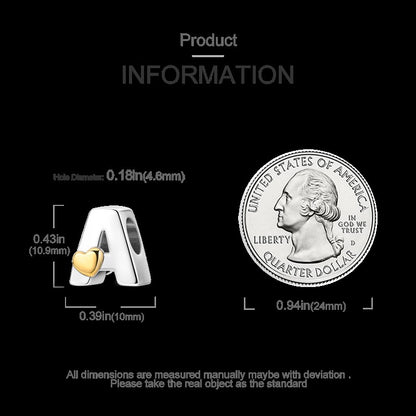 Fit Original Bangle Bracelet DIY A-Z Alphabet Charms Bead 925 Sterling Silver CZ Zircon LOVE Letter Dangle Pendant Jewelry Gift