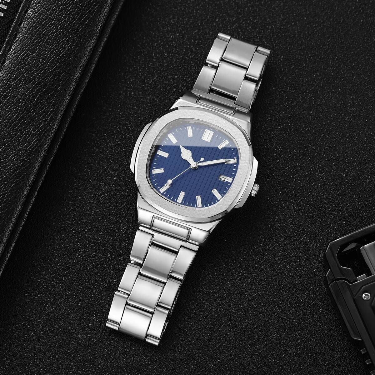 Luxury Square Men Business Watches Calendar Mens Quartz Watch Clock Gift Reloj Hombre?Without Box?