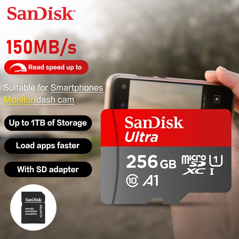 Cartão Micro SD SanDisk Original C10 32GB 64GB 128GB 256GB 512GB Até 150MB/s Cartão de Memória Microsd 1TB Cartão Flash TF A1 para Celular