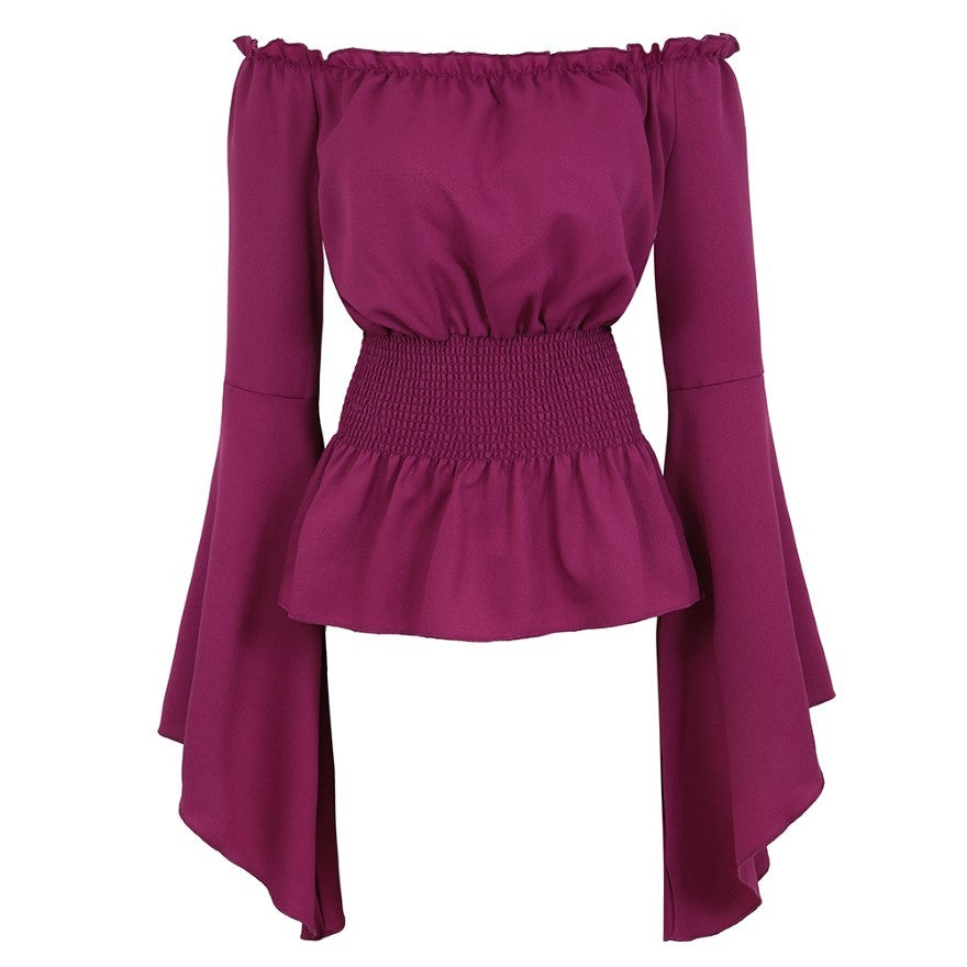 Renaissance Off Shoulder Long Sleeves Corset Blouse Women Medieval Victorian Costume Gothic Pirate Shirt Plus Size Boho Top