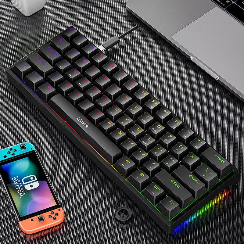 Teclado Mecânico Gamer Mini K620 61 Teclas RGB Hotswap Tipo-C com Fio Keycaps PBT Teclado Ergonômico 60%