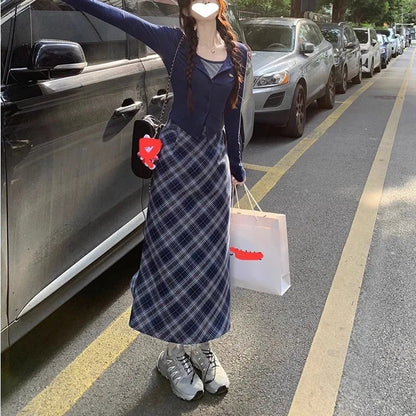 Plus Size Plus Size Plaid A- Line Mini Skirt Knee-Length Fashionable Autumn Winter Women's Clothing Chinese Style Casual Eleg...