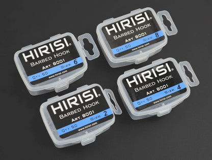 Anzóis Hirisi 50pçs com Farpa Revestidos para Pesca de Carpa com Olhal, Design Japonês, Fabricados em Aço Carbono 8001